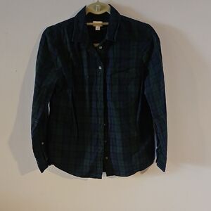 J. Crew Women's Green Plaid Button Down Shirt